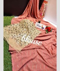 Peach and Gold color Georgette sarees with printed design saree -GEOS0000324