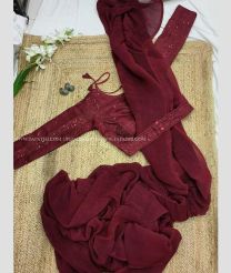 Maroon Colour silk sarees with Plain Design-SILK0000681