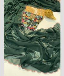 Forest Fall Green color Georgette sarees with Cut Work Border Design-GEOS0024160