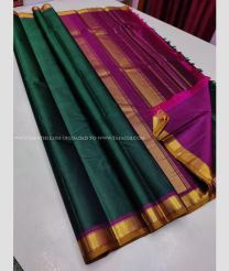 Pine Green and Pink color kanchi pattu handloom saree with Jari Border Design-KANP0006231
