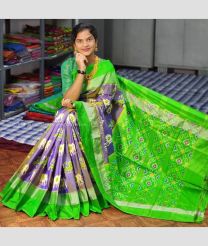 Violet and Parrot Green color pochampally ikkat pure silk handloom saree with All over Pochampally ikkat design-PIKP0016984