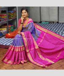 Violet and Pink color pochampally ikkat pure silk handloom saree with All over Pochampally ikkat design-PIKP0016978