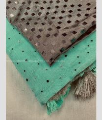 Grey and Light Blue color linen sarees with printed design saree -LINS0000803