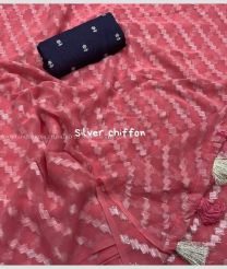 Pink and Black color Chiffon sarees with zari border saree design -CHIF0000263
