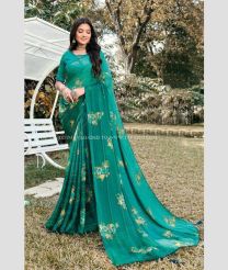 Sea Green and Yellow color Georgette handloom saree with flower design saree -GEOS0000242