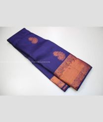 Navy Blue and Copper Orange color kanchi pattu handloom saree with All over Buttas Design-KANP0006756