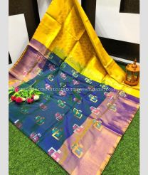 Grey and Yellow color uppada pattu sarees with all over technic buttas design -UPDP0022366