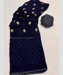 Navy Blue color Georgette sarees with All over Buttas Design-GEOS0007321