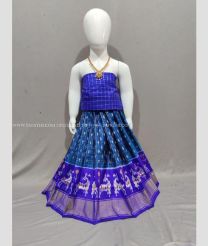 Peacock Blue and Royal Blue color Ikkat Lehengas with All over Pochampally design-IKPL0000734