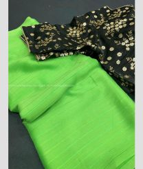 Parrot Green and Black color Chiffon sarees with plain saree design -CHIF0000300