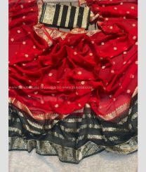 Red and Dark Grey color Chiffon sarees with jacquard border design -CHIF0002082