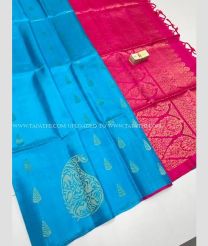 Blue and Pink color soft silk kanchipuram sarees with All over Jari Design-KASS0000174