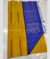 Yellow and Royal BLue color soft silk kanchipuram sarees with Plain Design-KASS0000231