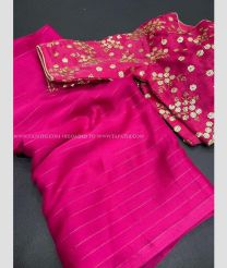 Rani Pink color Chiffon sarees with plain saree design -CHIF0000299