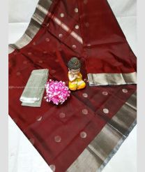 Maroon and Silver color uppada pattu handloom saree with All over Dollar Buttas Design-UPDP0020639