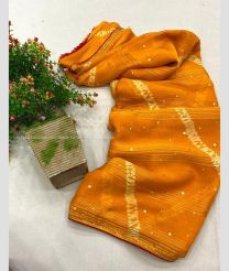 Orange color Chiffon sarees with All over Diamond Work-CHIF0001179