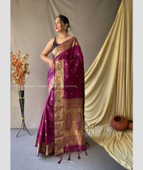 Pink colour paithani pure silk handloom saree with zari border saree design -PTNP0000057