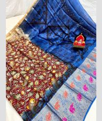 Red Yellow and Blue color Georgette sarees with kalamkari design sarees -GEOS0000539