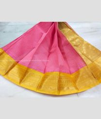 Rose Pink and Yellow color gadwal cotton sarees with all over checks design -GAWT0000413