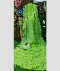 Parrot Green color linen sarees with zari border saree design -LINS0000891