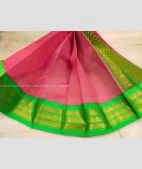 Pink and Parrot Green color gadwal cotton sarees with all over checks design -GAWT0000407