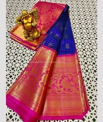 Magenta and Blue color kuppadam pattu handloom saree with All over Buttas Design-KUPP0028202