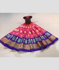 Pink and Purple color Ikkat Lehengas with all over pochampally ikkat design -IKPL0028849