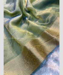 Lite Grey and Blue color Banarasi sarees with plain design -BANS0019074