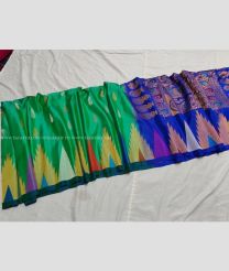 Green and Royal Blue color gadwal pattu sarees with meenakari border design -GDWP0002016