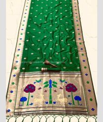 Green color paithani sarees with all over meenakari buttas design -PTNS0005354