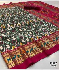 Pine Green and Red color paithani sarees with All over Printed Design-PTNS0000169