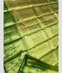Acid Green and Green color kanchi pattu sarees with half and half modle brocate design -KANP0014137