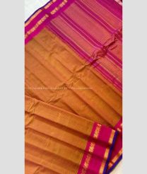 Orange and Pink color gadwal sico handloom saree with Jari Border Design-GAWI0000430