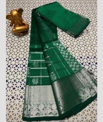Dark Green and Silver color mangalagiri pattu sarees with all over checks and buttas design -MAGP0027414
