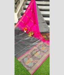 Grey and Pink color Tripura Silk sarees with all over buttas design -TRPP0008760
