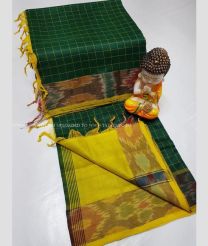 Pine Green and Acid Green color Tripura Silk handloom saree with All over Checks Design-TRPP0003895