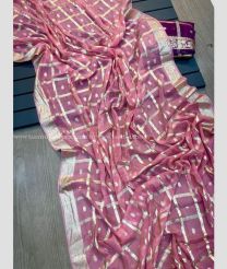 Baby Pink and Purple color Georgette sarees with all over checks and buttas design -GEOS0024425