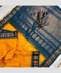 Orange and Windows Blue color gadwal sico sarees with temple kuttu border design -GAWI0000848