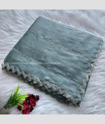 Lite Grey color silk sarees with all over diamond work design -SILK0018178