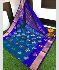 Windows Blue and Royal Blue color uppada pattu sarees with all over technic buttas design -UPDP0022363