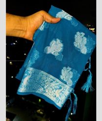 Teal and Silver color Georgette sarees with all over design -GEOS0024483