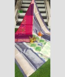 Grey and Magenta color Uppada Soft Silk sarees with pochampally border design -UPSF0004264