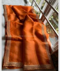 Mango Yellow color Organza sarees with printed design saree -ORGS0000628