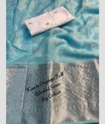 Sky Blue and Silver color Organza sarees with Jari Border Design-ORGS0001737