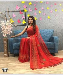 Red colour Chiffon sarees with printed design saree -CHIF0000302