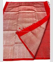 Red and Copper color venkatagiri pattu sarees with all over floral printed design -VAGP0001126