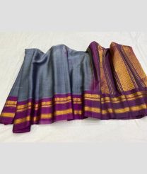 Grey and Magenta color gadwal sico sarees with jari border design -GAWI0000838