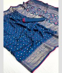 Blue and Pink color Georgette sarees with all over foil printed design -GEOS0024495
