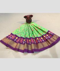 Pista and Plum Purple color Ikkat Lehengas with all over pochampally ikkat design -IKPL0028860