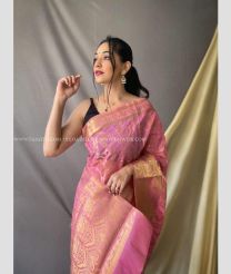 Pink colour Organza sarees with zari border saree design -ORGS0000638